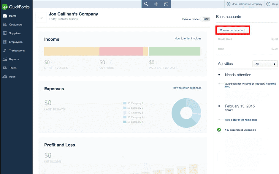 Add a Bank Account to QuickBooks