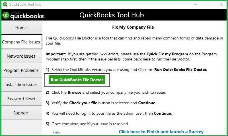 Run QuickBooks File Doctor