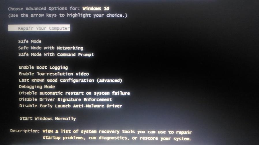 Image of OS in safe mode.
