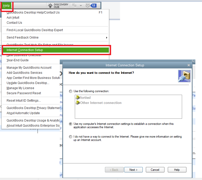 Image of Internet connection setup 