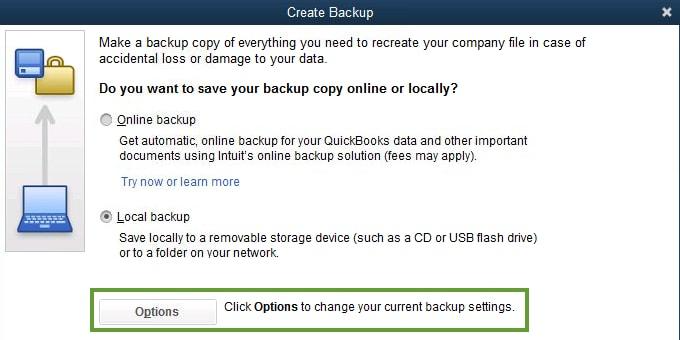 Image of Click options to change your current backup settings.