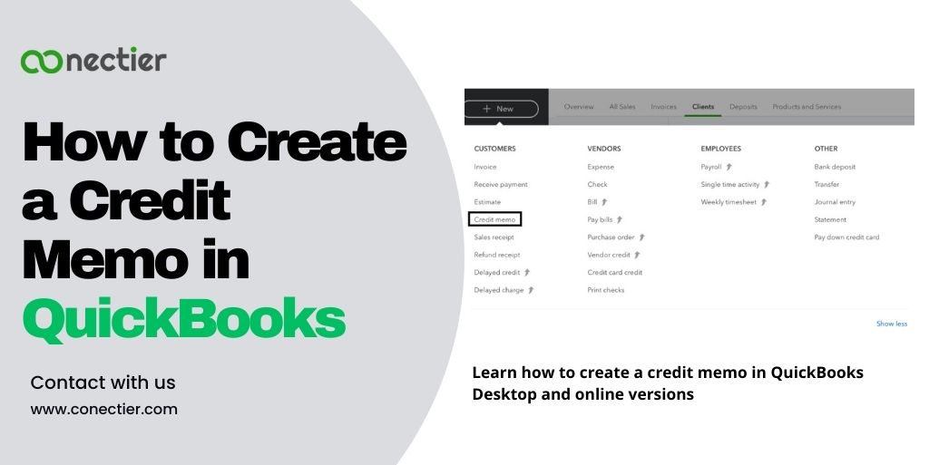 Conectier - How to Create a Credit Memo in QuickBooks
